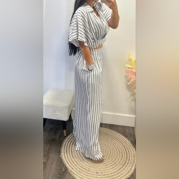 Striped Women's Pants Set - Picture 2 of 3